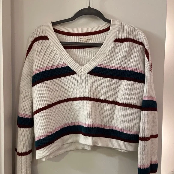 PacSun Sweaters Pacsun Cropped White Purple Knit Striped
